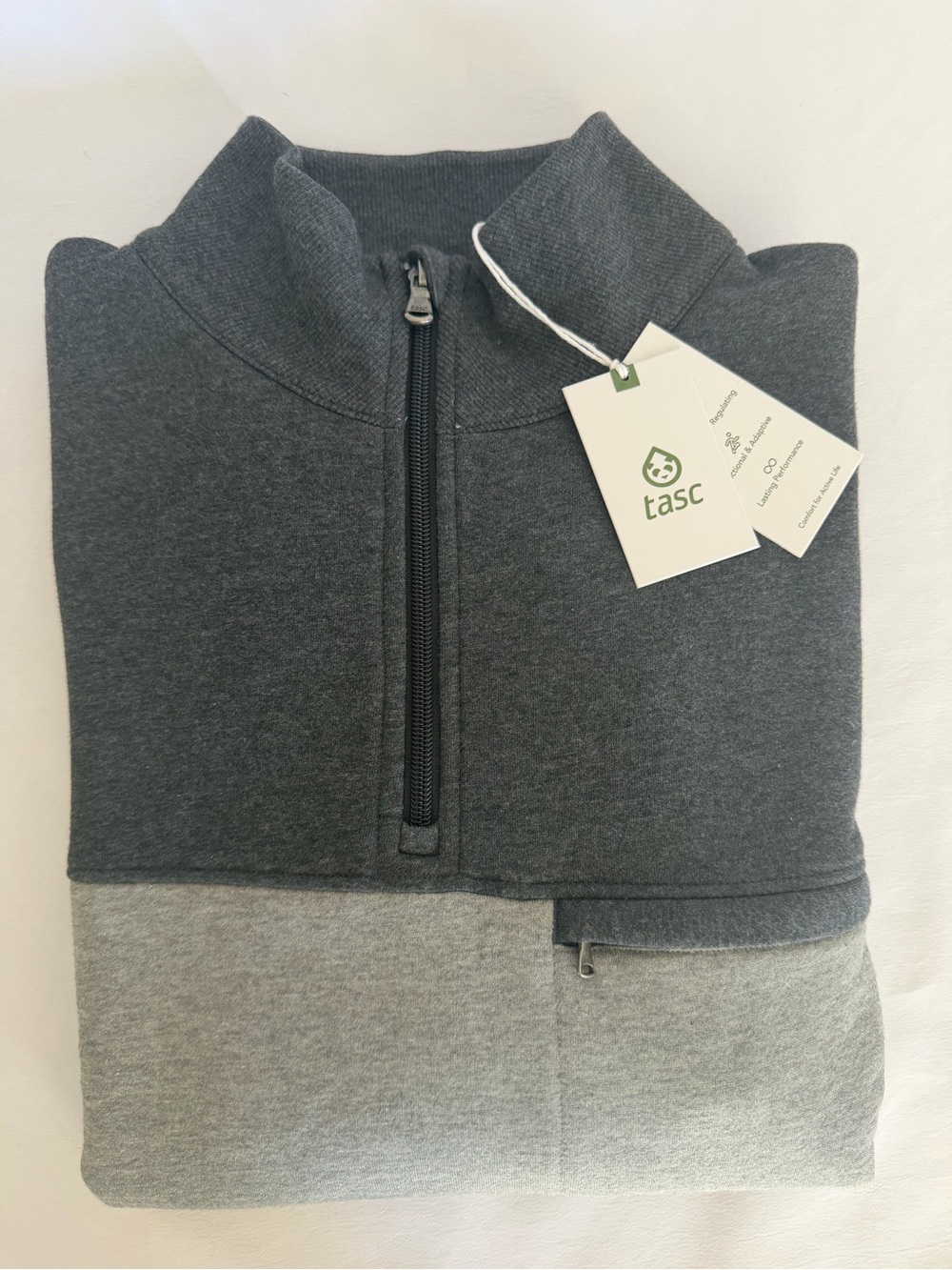 Tasc Men’s Two-Tone Gray Quarter Zip Pullover - Picture 2 of 7